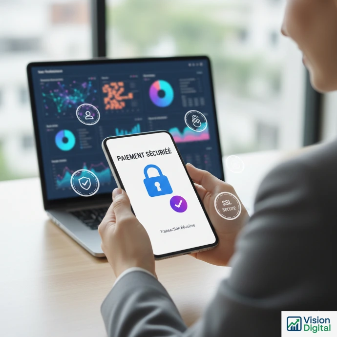Paiement sécurisé par carte bancaire sur smartphone avec validation SSL