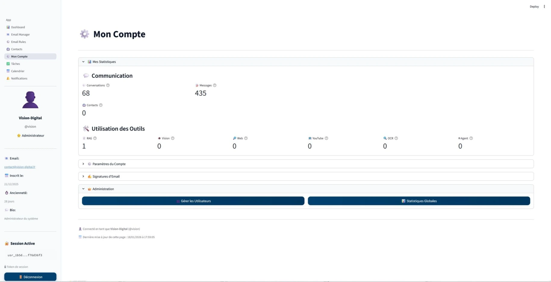 Centre de notifications avec alertes par priorité Assistant IA Local Vision DIgital Bapaume