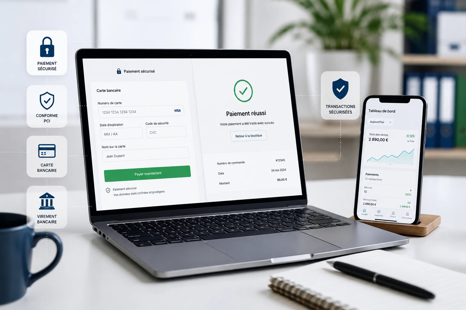 Intégration Stripe sur site Odoo — paiement sécurisé, gestion remboursements, suivi panier abandonné, conformité DSP2