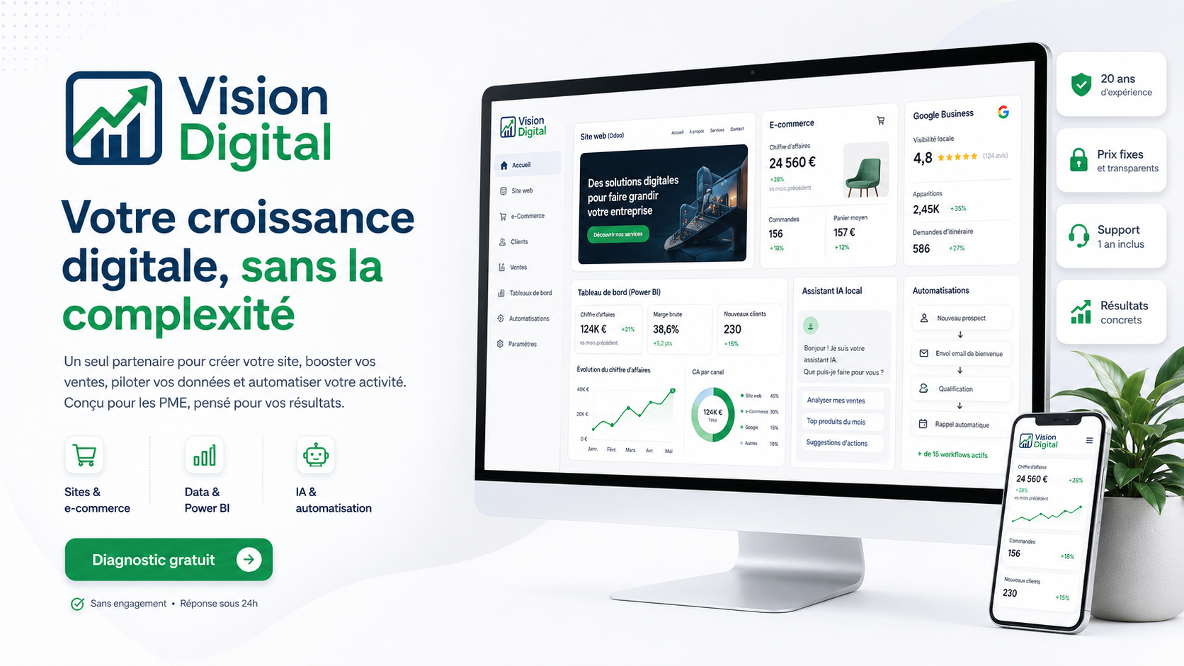 Vision Digital — votre croissance digitale sans la complexité, partenaire PME pour site, e-commerce, data et automatisation