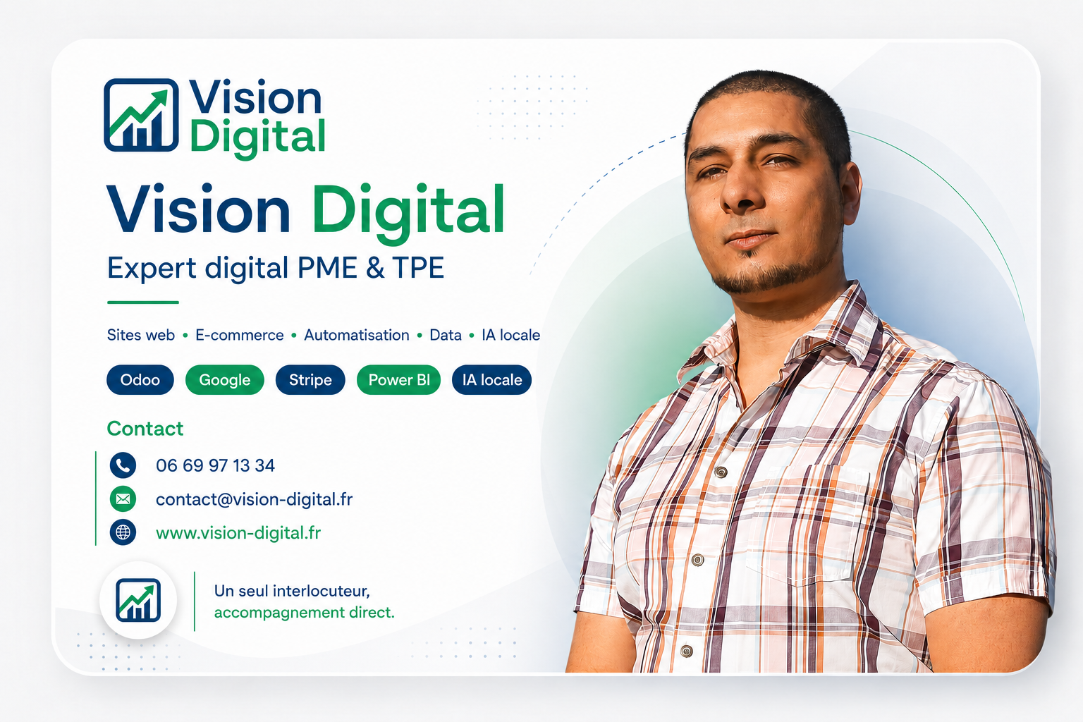 Carte de visite Jamal Béchata, expert digital PME et TPE - Vision Digital, Bapaume Pas-de-Calais