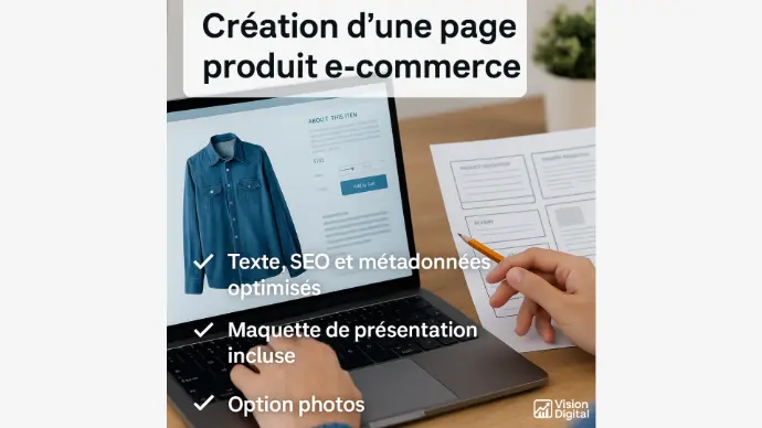 Création Page Produit E-commerce (Avec photo)